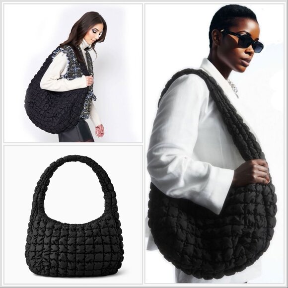🔥🔥🆕Oversized Quilted Black Crossbody Bag - Picture 1 of 9